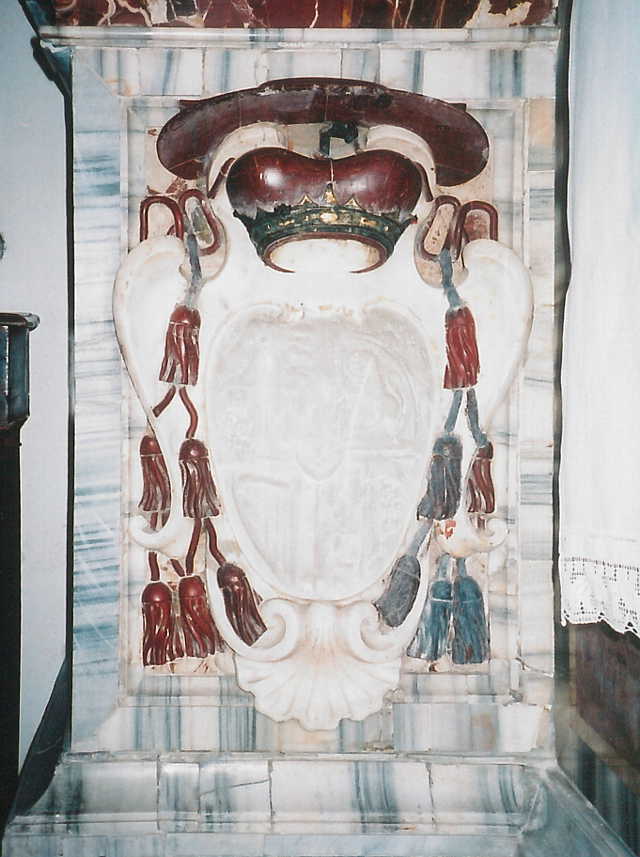 Arms of Henry, Cardinal Duke of York, in side chapel