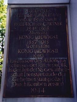 Wittelsbacher Palais inscription