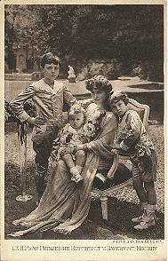 The Duchess of Cornwall and Rothesay with her three sons, 1909